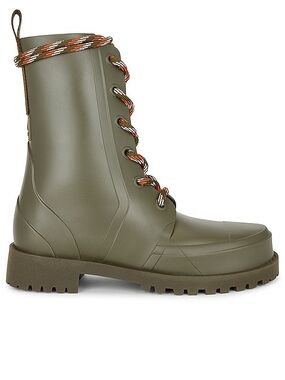 Schutz Olive Green Lace-Up Rubber Boot